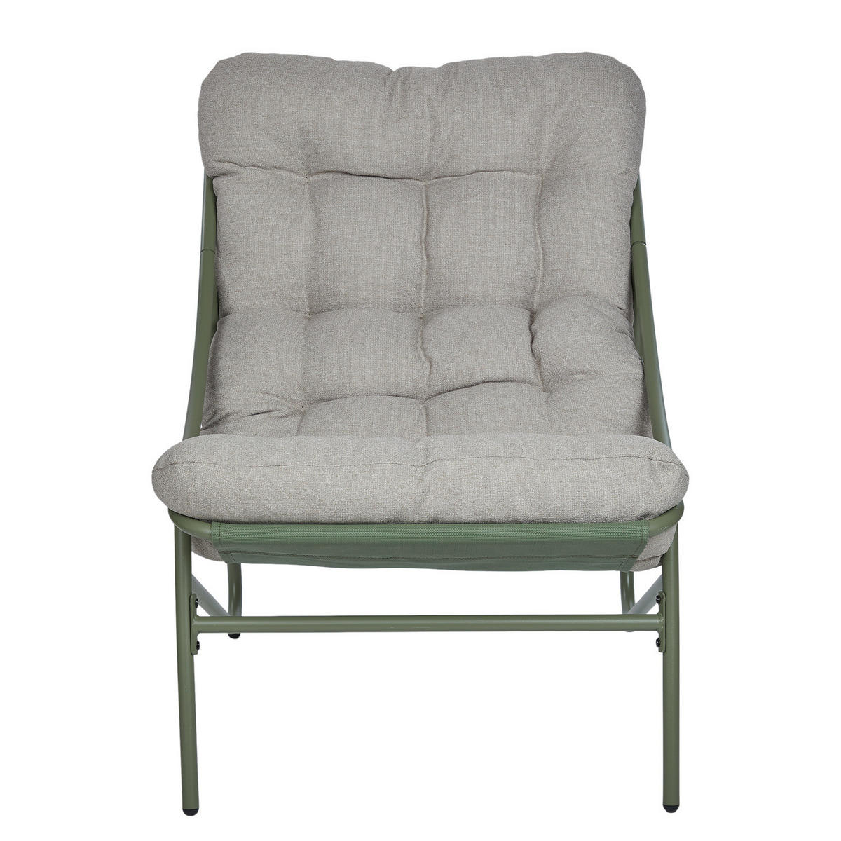 SESSEL Cozy Town mit Kissen - Stahl/PVC/Polyester - Grün - Olivgrün, Kunststoff/Metall (66/85/90cm) - Butlers