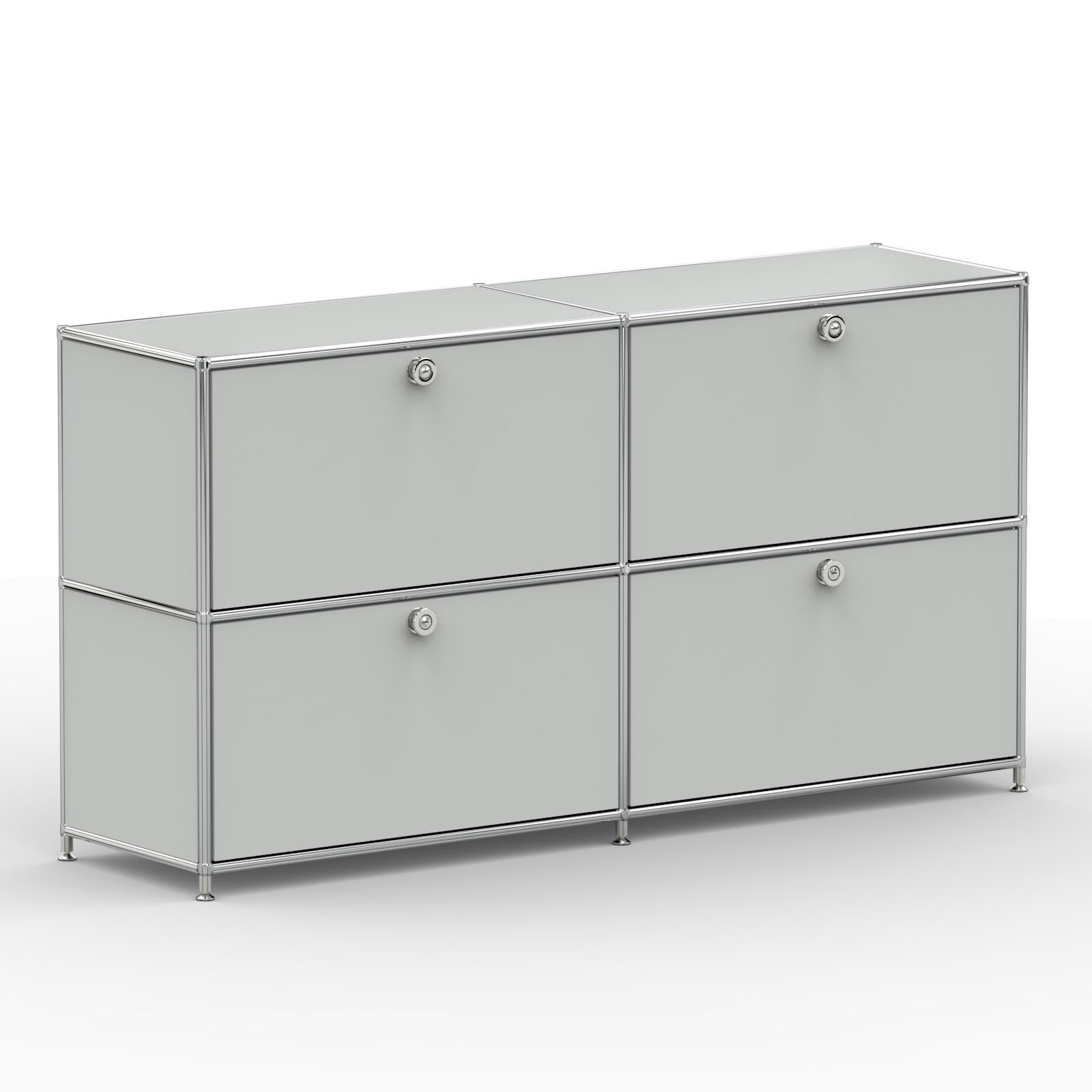 AKTENSCHRANK, 4 Schubladen & Schloss, Breite 152 cm, Lichtgrau - Chromfarben/Silberfarben, Metall (40/80.5/152.2cm) - Versee