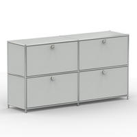 AKTENSCHRANK, 4 Klappen & Schloss, Breite 152 cm, Lichtgrau - Chromfarben/Silberfarben, Metall (40/80.5/152.2cm) - Versee