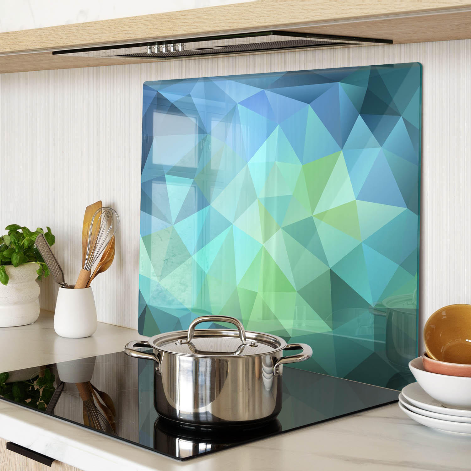 GLASPLATTE 60x52 cm Abstrakt - Blau, Glas (60/0.4/52cm) - TULUP