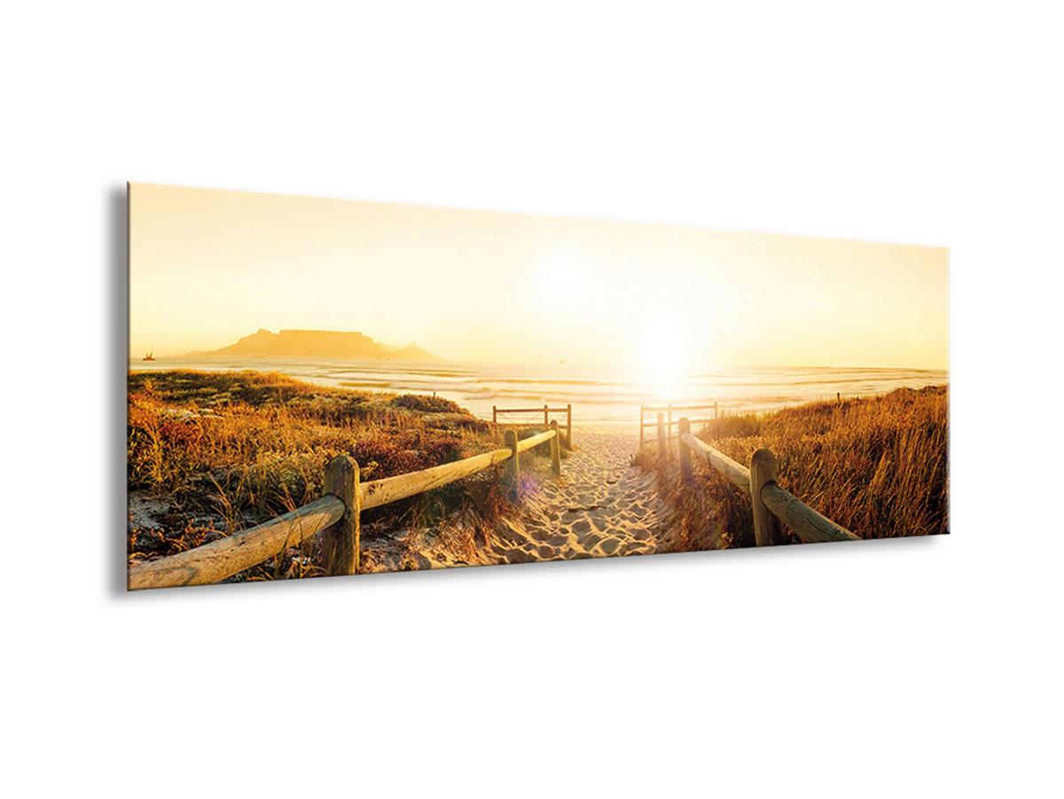 GLASBILD 80x30 cm Strand und Meer - Gelb, Glas (80/30cm) - artissimo