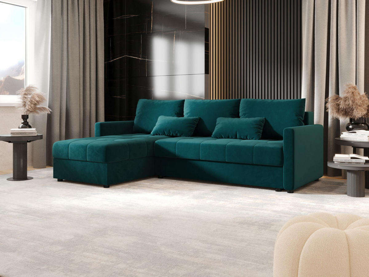 ECKSOFA MOS L BIS Itaka 39 Links mit Schlaffunktion - Türkis, Textil (220/143cm) - Bedante