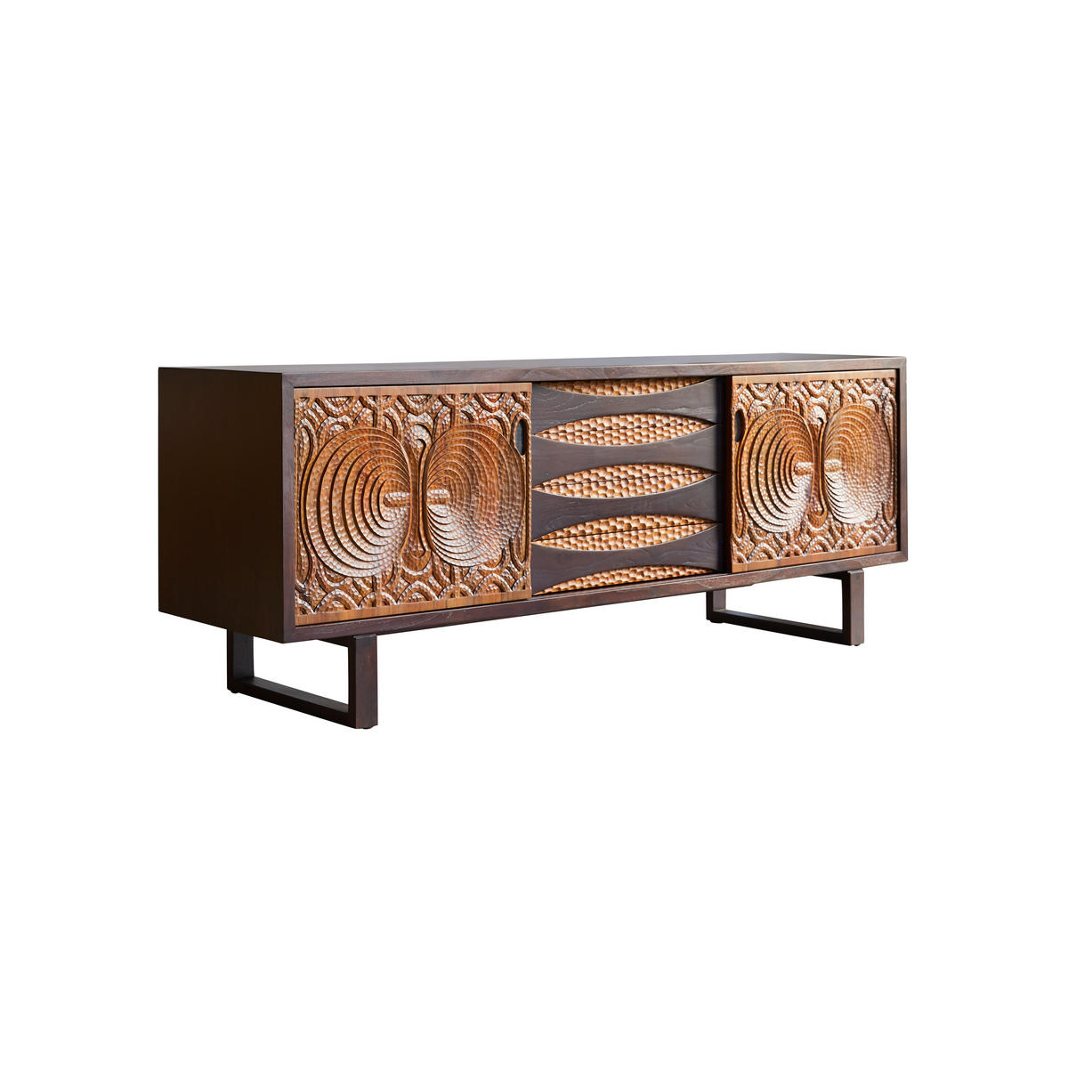 SIDEBOARD Frida Braun aus Mahagoni - Braun, Holz (205/76/52cm) - Tikamoon
