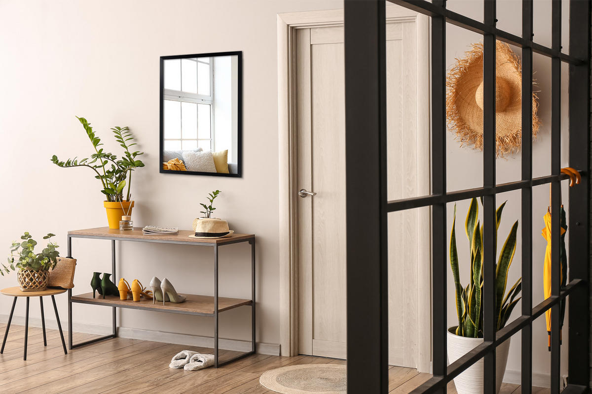 SPIEGEL 100x70cm Schwarzer Rahmen - Transparent, Glas (100/70/0.4cm) - Wallfluent