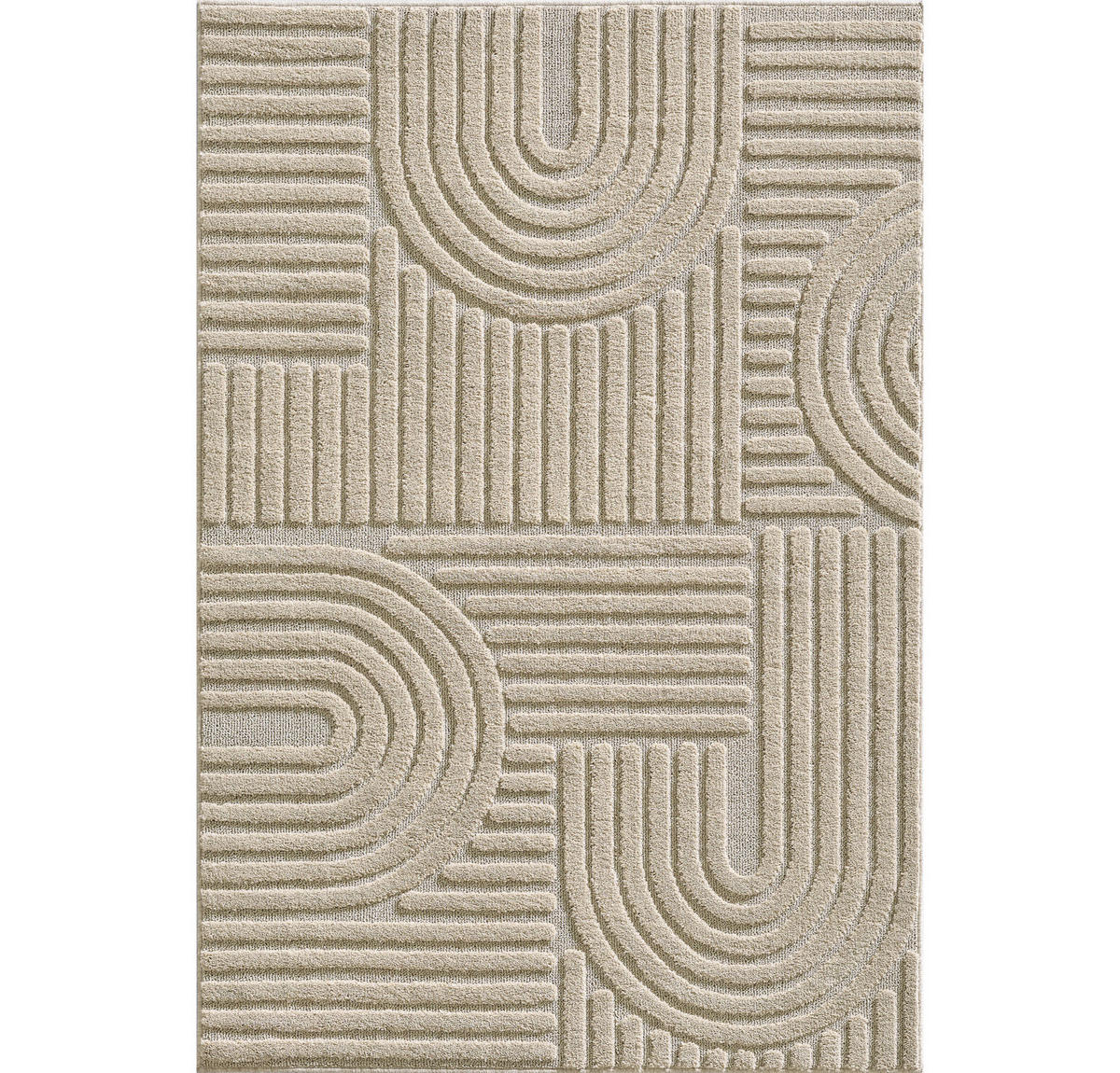 TEPPICH Hochflor Skandi-Boho Muster Polypropylen Wohnzimmer Beige Läufer 80x250 - Beige, Textil (80/250cm) - KADIMA DESIGN