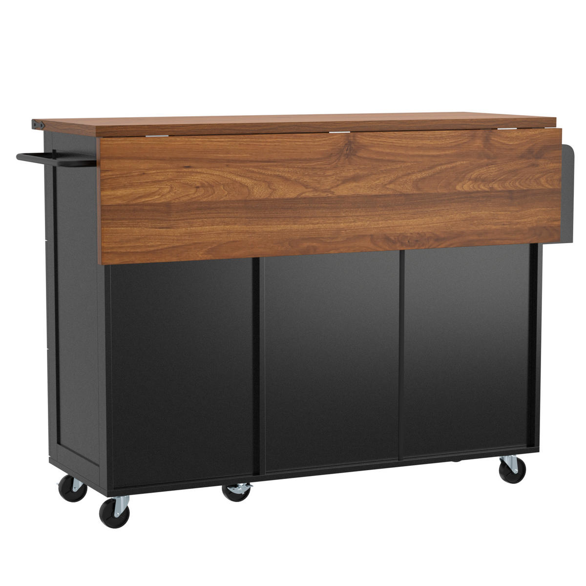 KÜCHENINSEL 140/45/92,5 cm schwarz aus MDF mit Klappplatte - Schwarz, Holzwerkstoff (140/92.5/45cm) - OKWISH