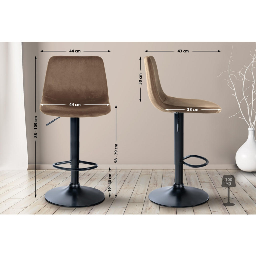 Thumbnail - CLP Barhocker, Braun, Textil, 44x88x43 cm, Esszimmer, Barmöbel, Barhocker