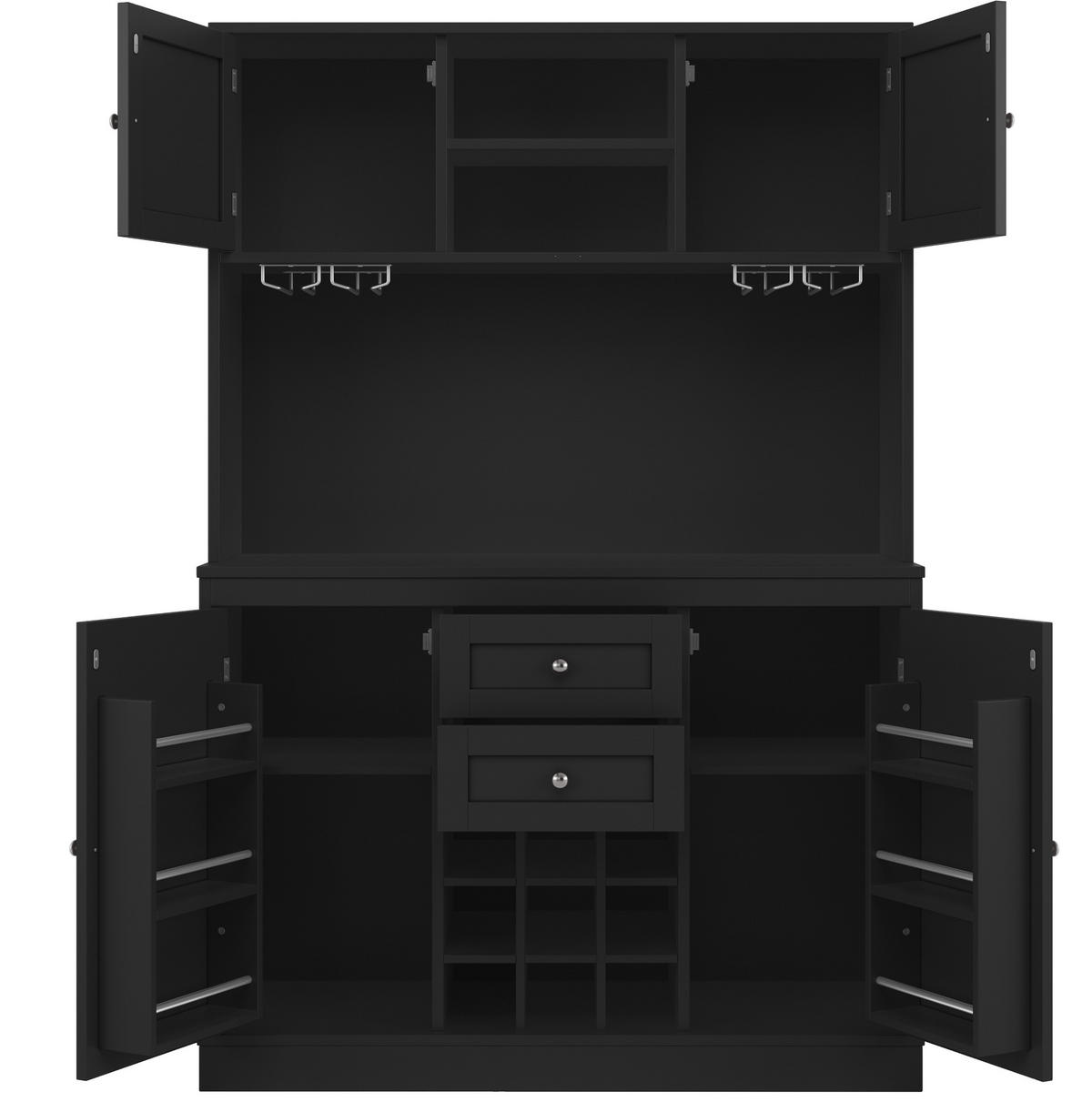 BUFFET 120/40/188 cm aus MDF mit Weinregal und verstellbaren Einlegeböden Schwarz - Schwarz, Holzwerkstoff (120/188/40cm) - Modenvie