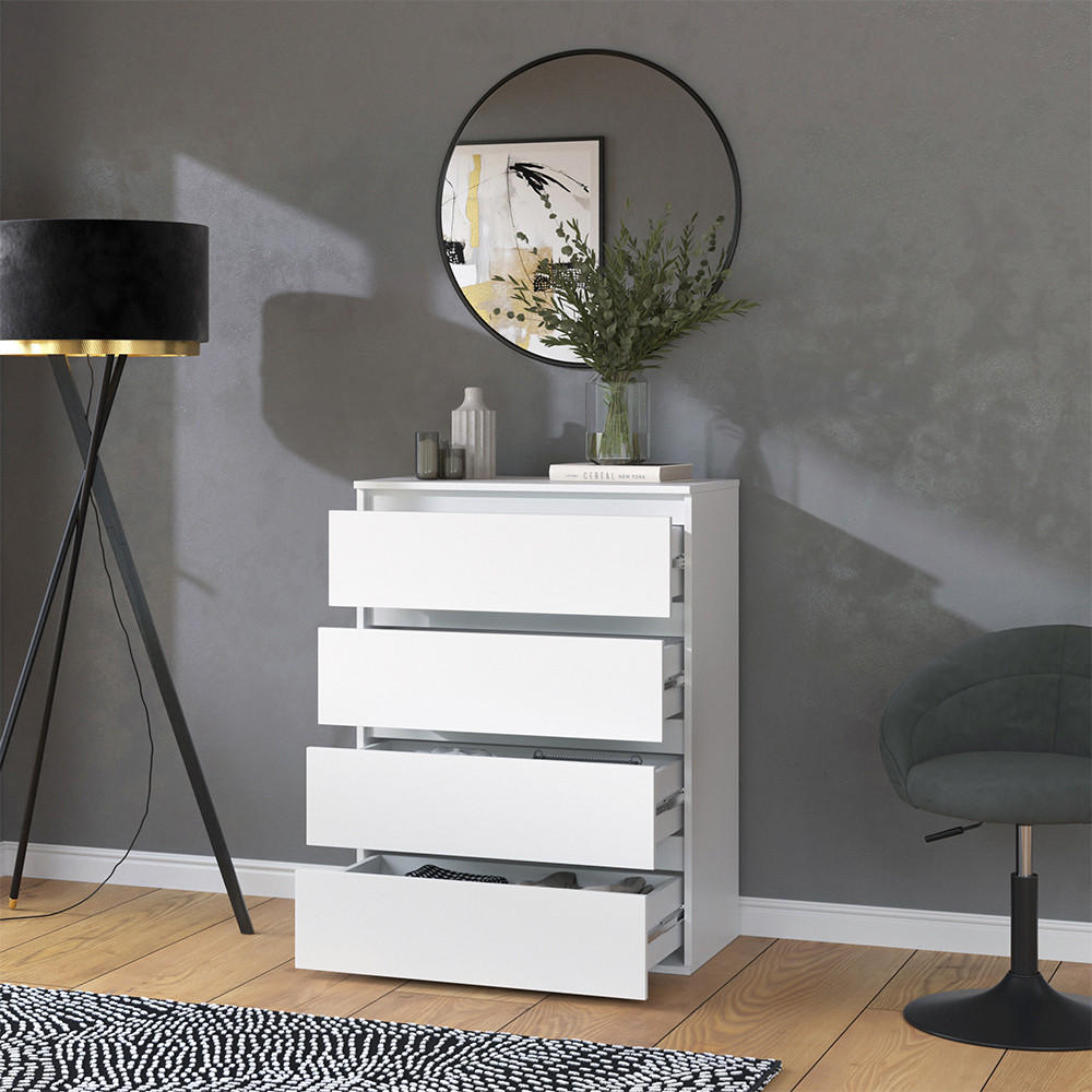 KOMMODE Claus Weiß 74 x 99.6 cm mit 4 Schubladen - Weiß, Holzwerkstoff (74/99.6/40cm) - Vicco