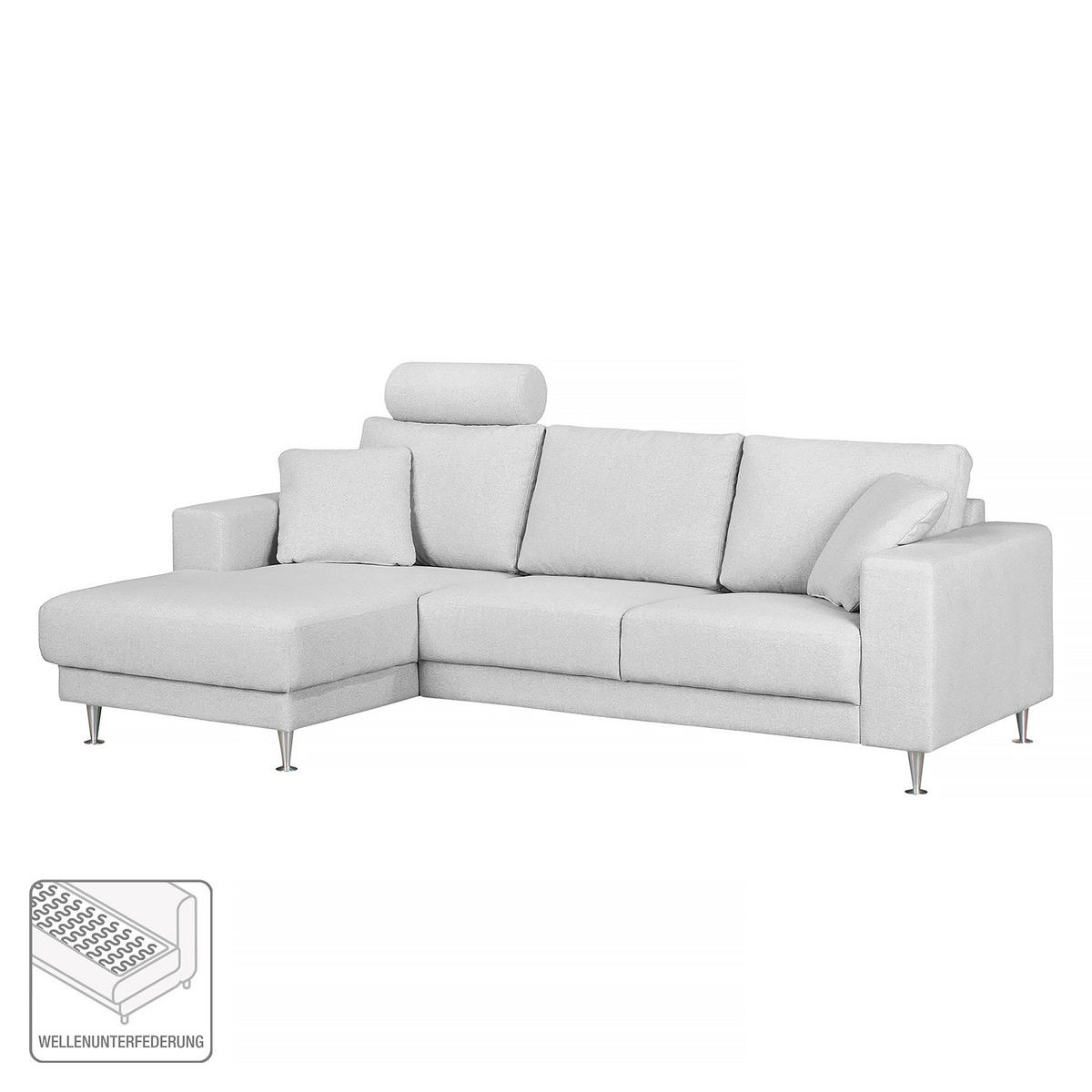 ECKSOFA mit Longchair - Grau, Textil (235/150cm) - home24