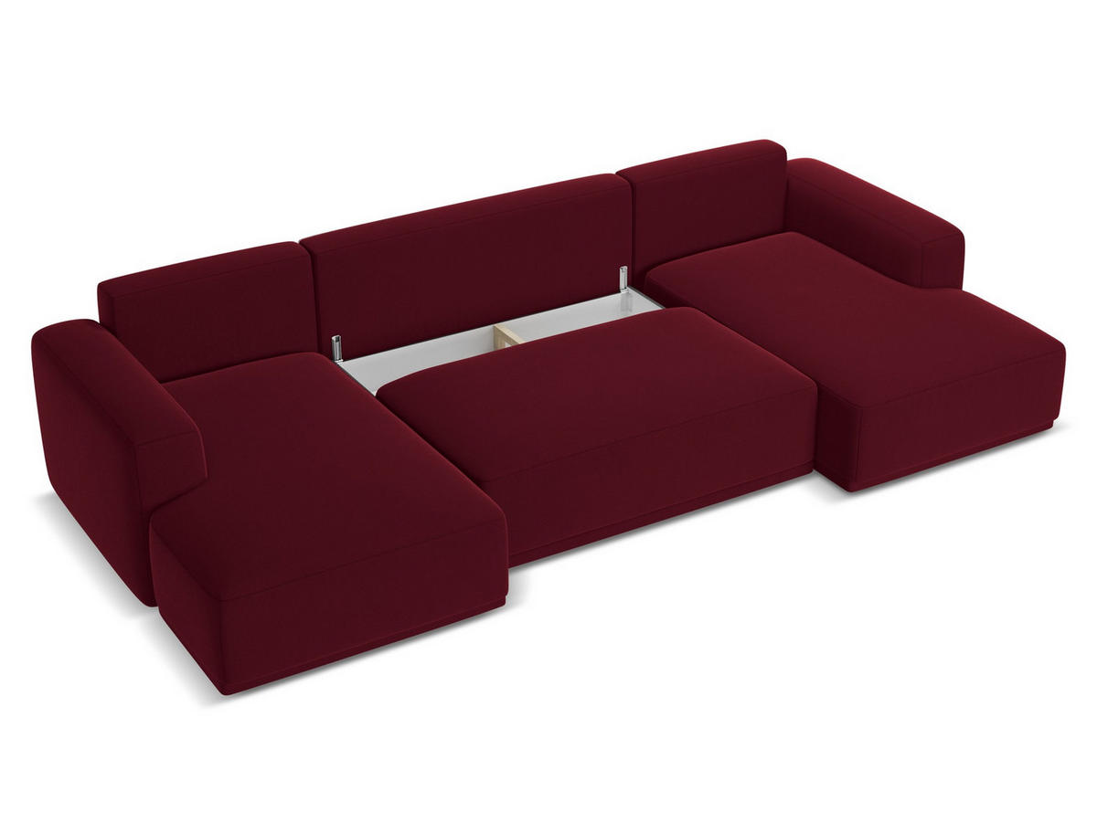 WOHNLANDSCHAFT Samt Stoff Rot - Bordeaux/Rot, Kunststoff/Textil (333/91/160cm) - Makamii