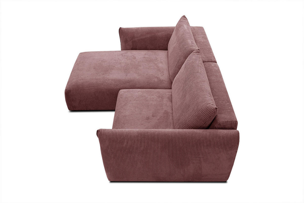ECKSOFA TAUER 3-Sitzer, altrosa - Schwarz/Altrosa, Holzwerkstoff/Kunststoff (173/206cm) - Courtois Laville