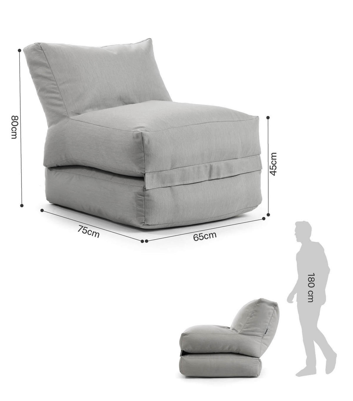 SITZSACK Der Summerdream - Hellgrau/Grau, Textil (65/80/75cm) - Mokebo