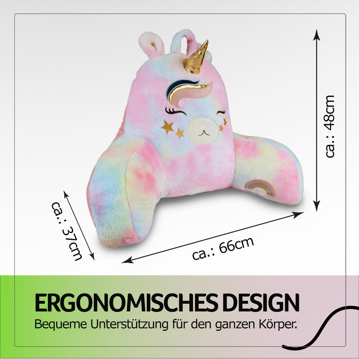 BETTSITZKISSEN mit Armlehnen 66×37×48 cm Einhorn - Rosa, Textil (37/66/48cm) - Bestlivings