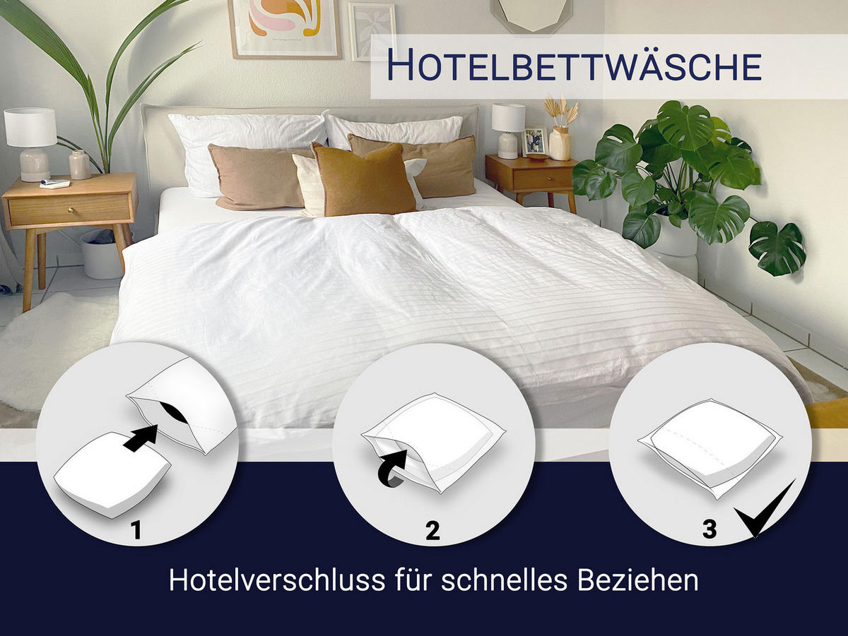 BETTWÄSCHE, 80x80 cm + 140x200 cm, 100% Baumwolle, Weiß - Weiß, Textil (140/200cm) - Zollner