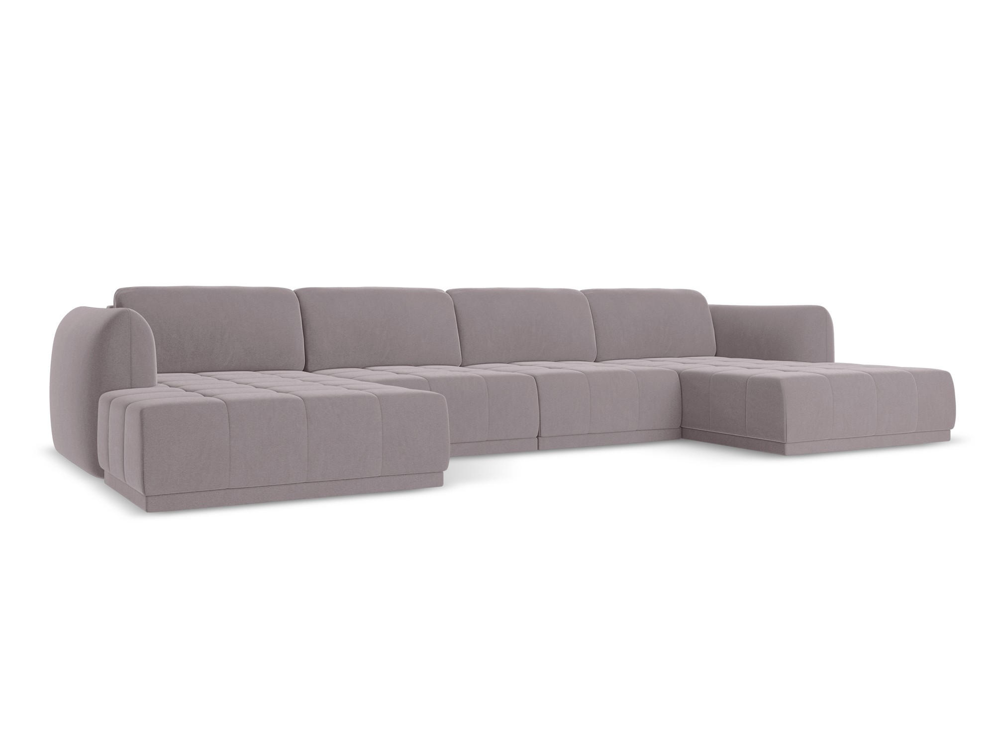WOHNLANDSCHAFT Samt Stoff Violett - Lila/Flieder, Kunststoff/Textil (370/74/170cm) - Makamii