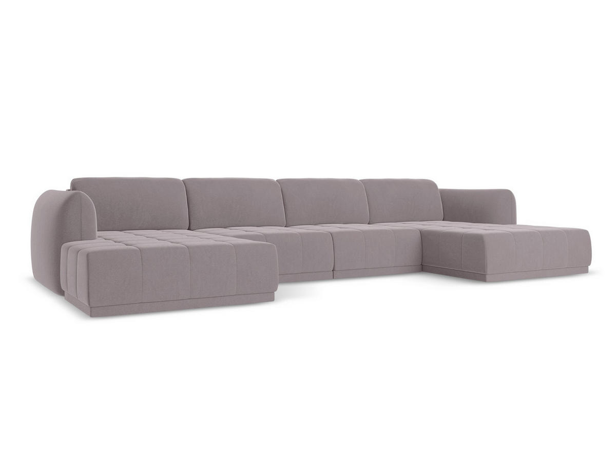 WOHNLANDSCHAFT Samt Stoff Violett - Lila/Flieder, Kunststoff/Textil (370/74/170cm) - Makamii