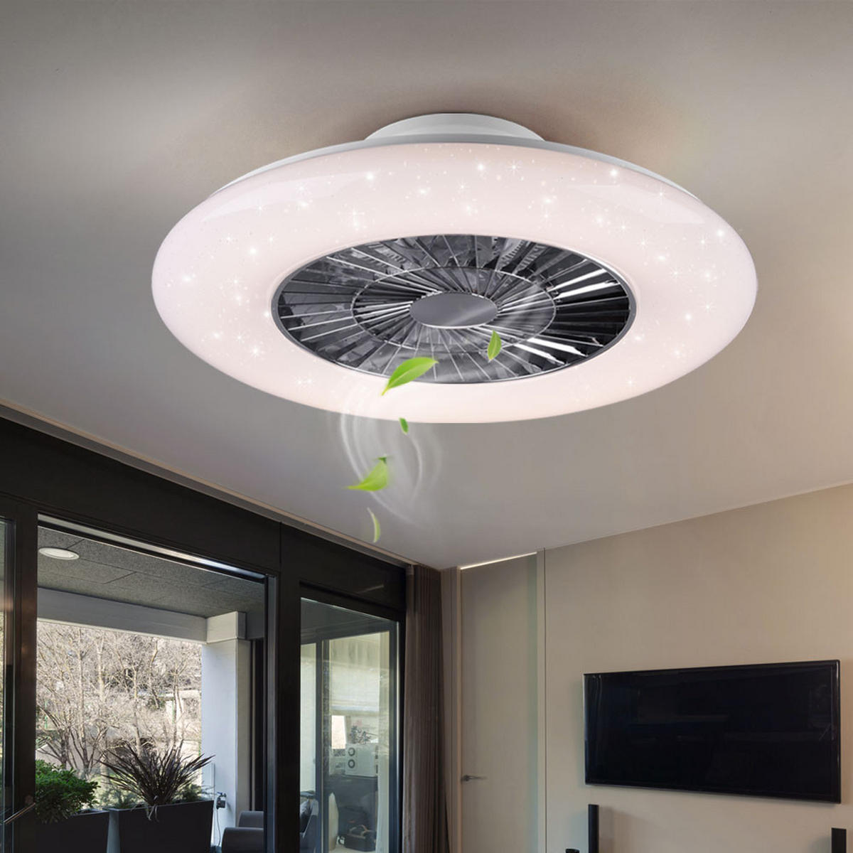 LED DECKENLEUCHTE Ventilator Weiß - Weiß, Metall (75/75/21cm)