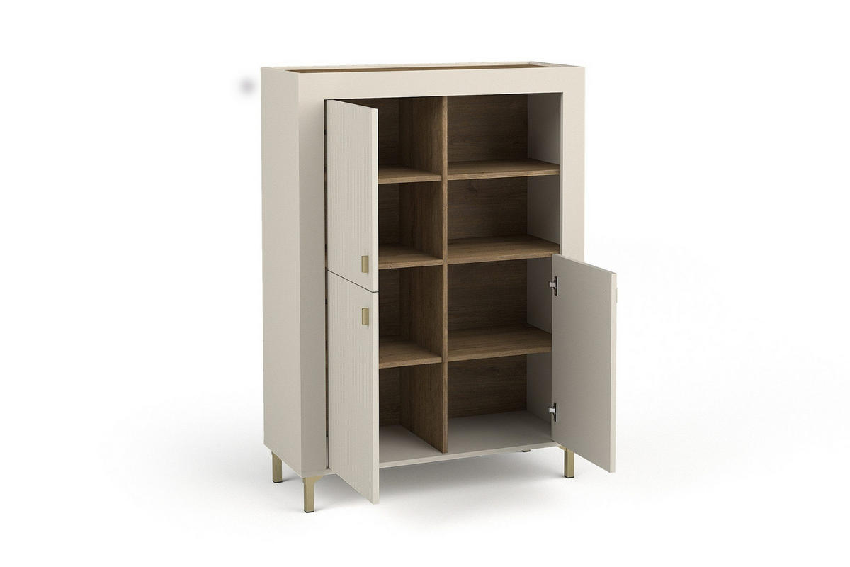 KOMMODE MONI 05 in Kaschmir / Eiche Whiskey matt 97/136/40 cm mit LED - Kaschmir, Holzwerkstoff (97/136/40cm) - Deine Möbel 24