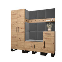 GARDEROBEN-SET 196/200/45,6 - Schwarz/Eiche Artisan, Holz/Kunststoff (200/196/45.6cm) - Abiks Möbel