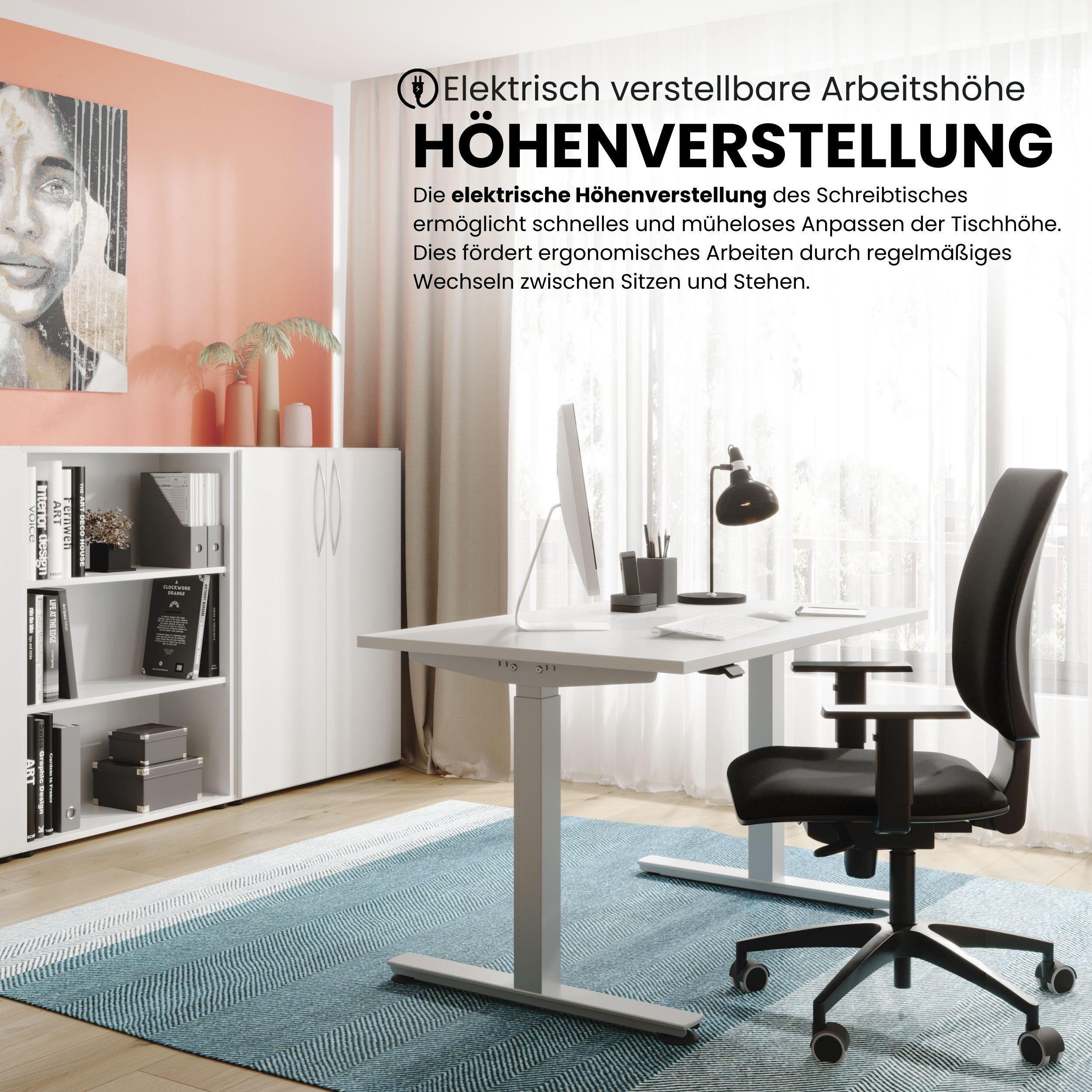 SCHREIBTISCH elektrisch XMST 100/200/74 cm in Nussbaumfarben/Silberfarben - Silberfarben/Nussbaumfarben, Holzwerkstoff (100/200/74cm) - bümö