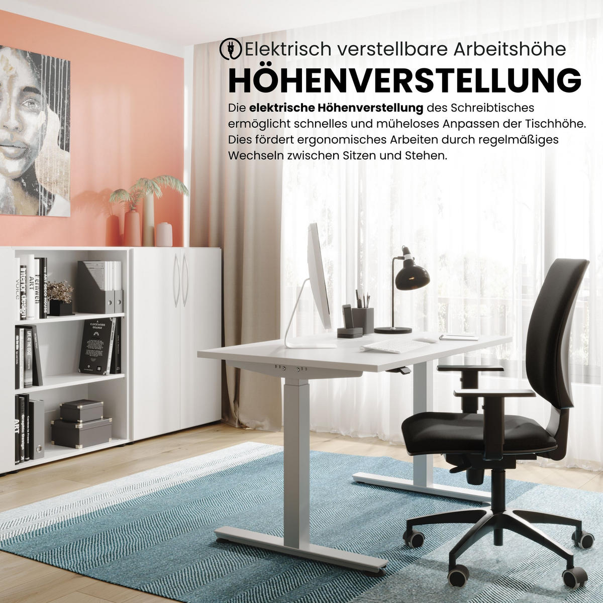 SCHREIBTISCH elektrisch XMST 100/200/74 cm in Eichefarben/Silberfarben - Eichefarben/Silberfarben, Holzwerkstoff (100/200/74cm) - bümö
