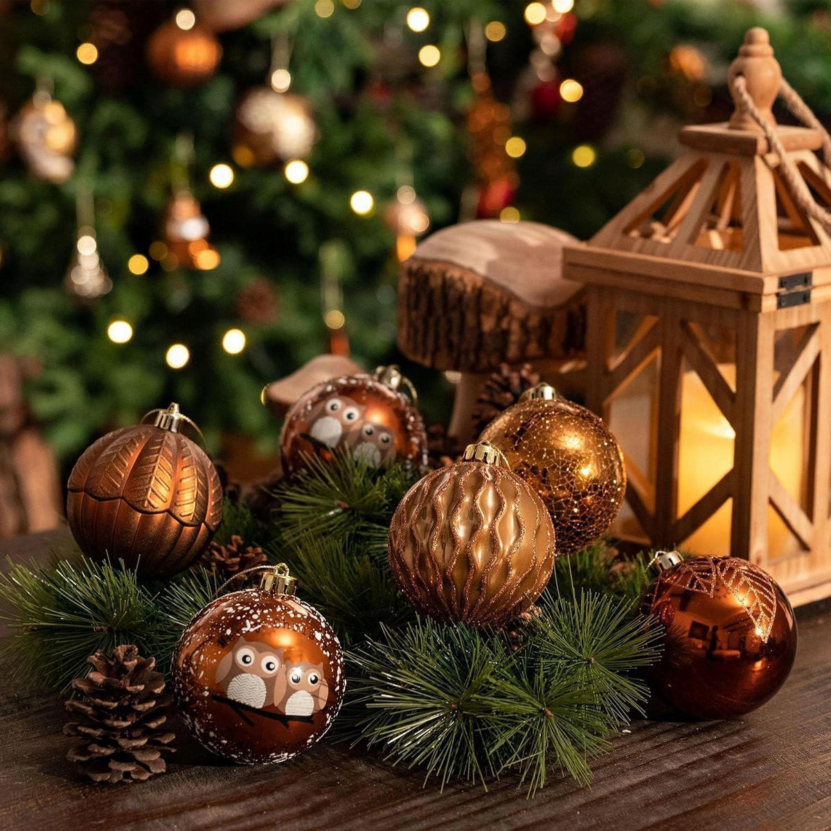 WEIHNACHTSKUGELN 12-teiliges Set 8 cm Kunststoff Bronze - Goldfarben, Kunststoff (8/8/8cm)