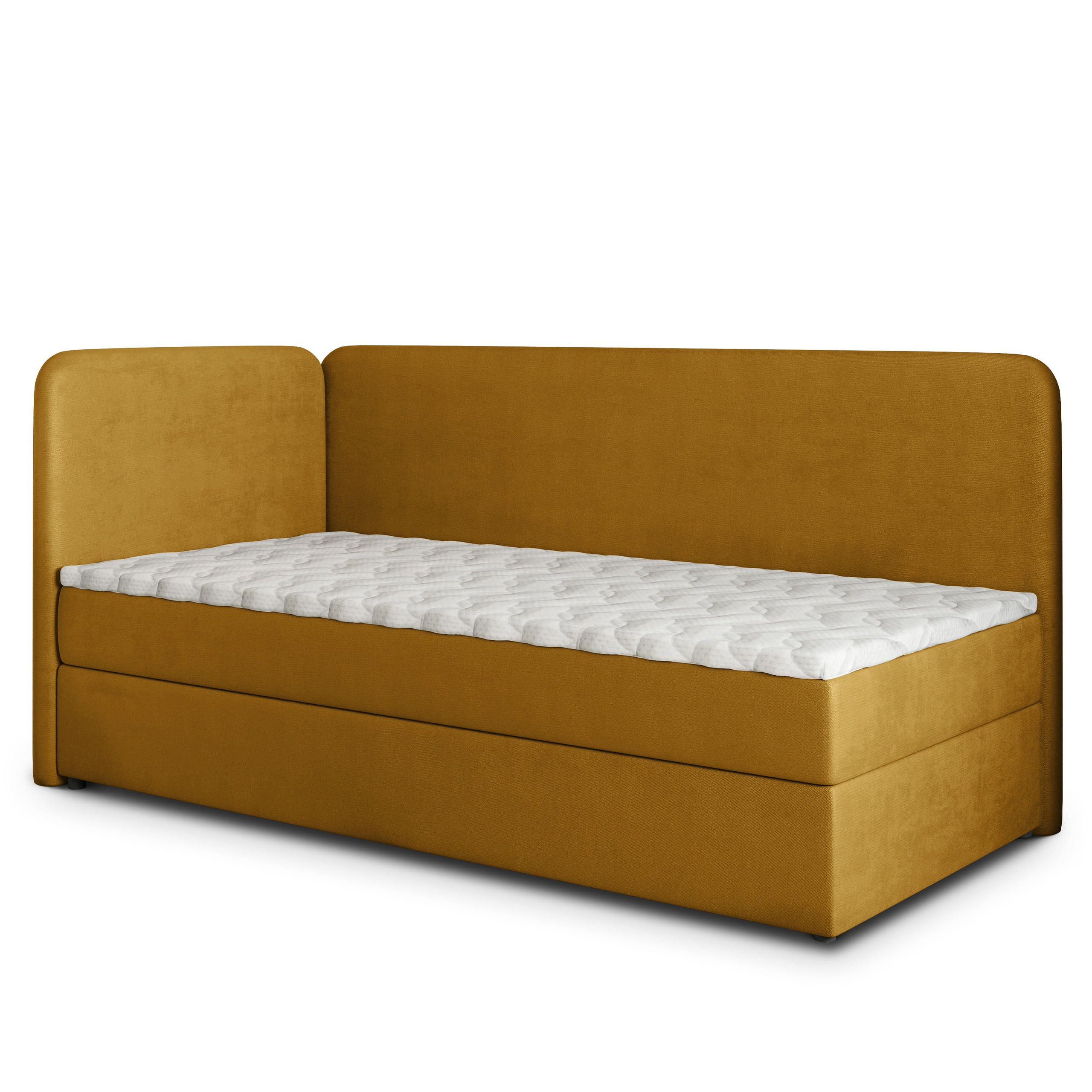 BOXBETT GINA 80x200 cm mit Matratze und Topper, H2+H3 - Gelb - Gelb, Holz (80/200cm) - MASSENO