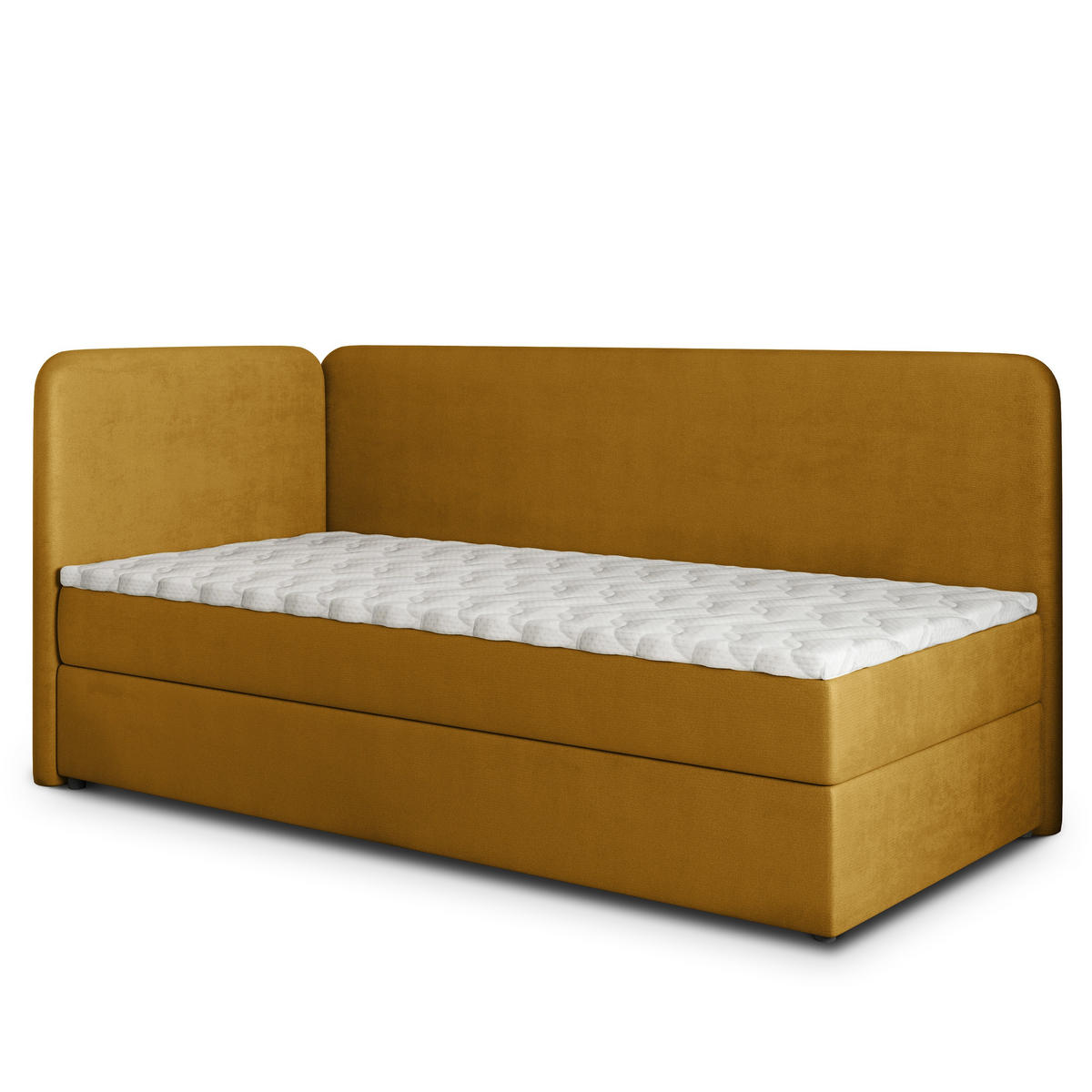 BOXBETT GINA 80x200 cm mit Matratze und Topper, H2+H3 - Gelb - Gelb, Holz (80/200cm) - MASSENO