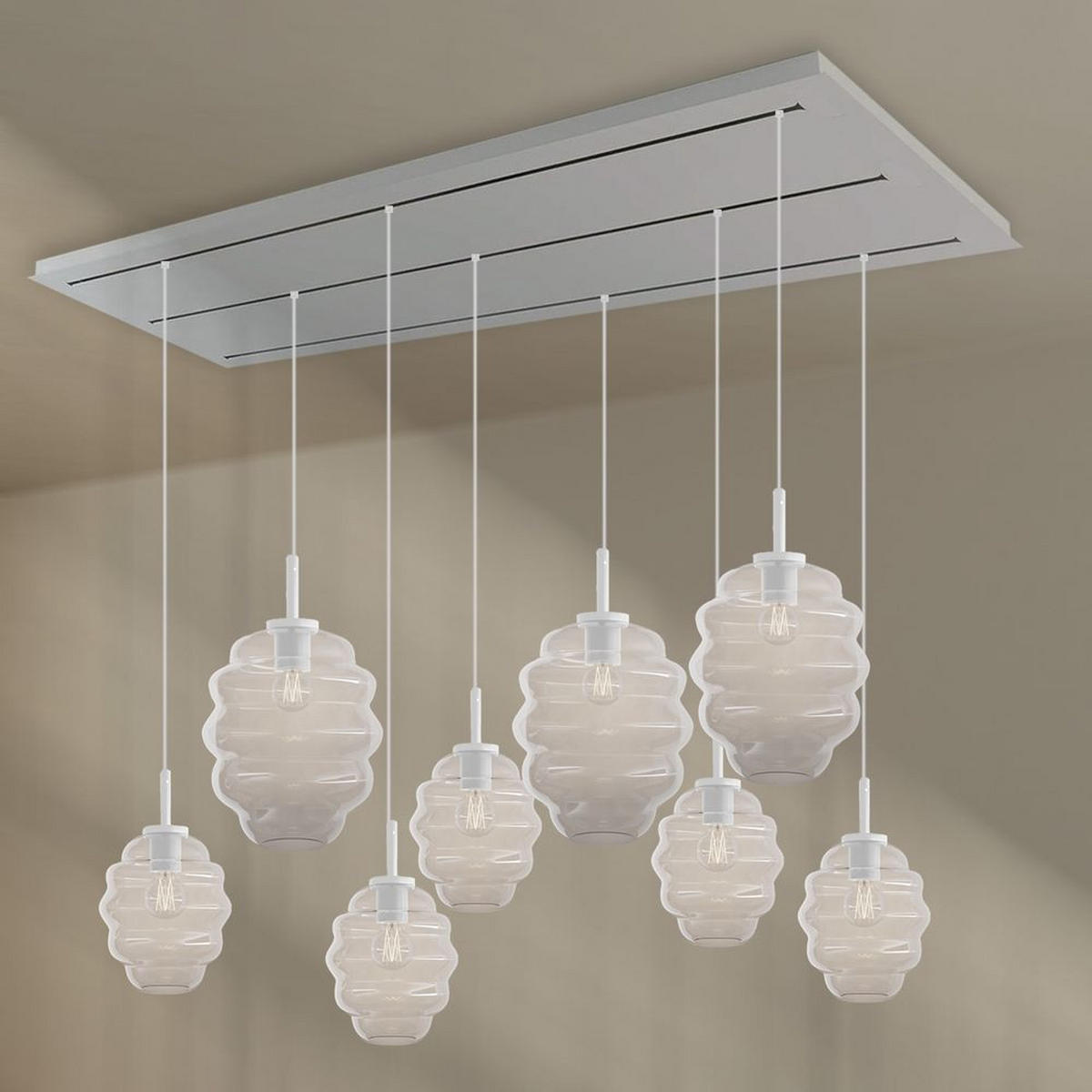HÄNGELEUCHTE Echos 8-flammig Braun Ø 18/25cm - Schwarz/Braun, Glas (18/18/20cm) - s.luce