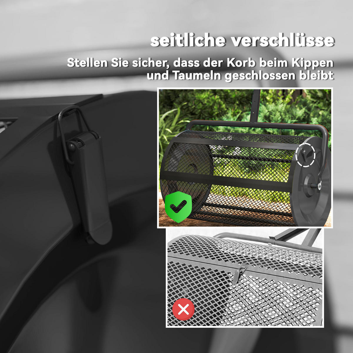 KOMPOSTSTREUER DE-10043 Schwarz - Schwarz, Metall (40/112/70cm) - ComfortXL