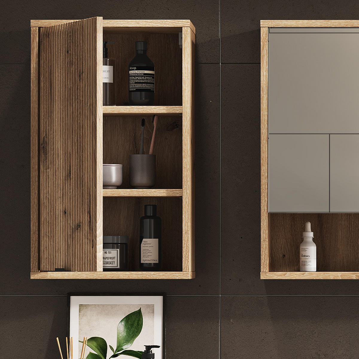 BADEZIMMER Eliza Viking Oak 40 x 65 cm mit eine Tür - Eiche Wotan, Holzwerkstoff (40/65/22.1cm) - Vicco
