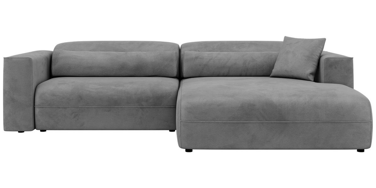 ROHOVÁ SEDAČKA PAZURRO L - Svetlosivá Samet - Vpravo - čierna/svetlosivá, textil/plast (288/180cm) - MKS