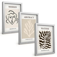 BILDER SET 3er Set - 20x30 cm Silberner Rahmen - Gesicht Blätter Kunst Matisse - Silberfarben, Kunststoff (20/30cm) - TULUP
