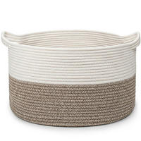 WÄSCHEKORB Baumwolle Seil Φ40 x H25 cm Weiß+Braun - Multicolor, Textil (40/25/40cm)