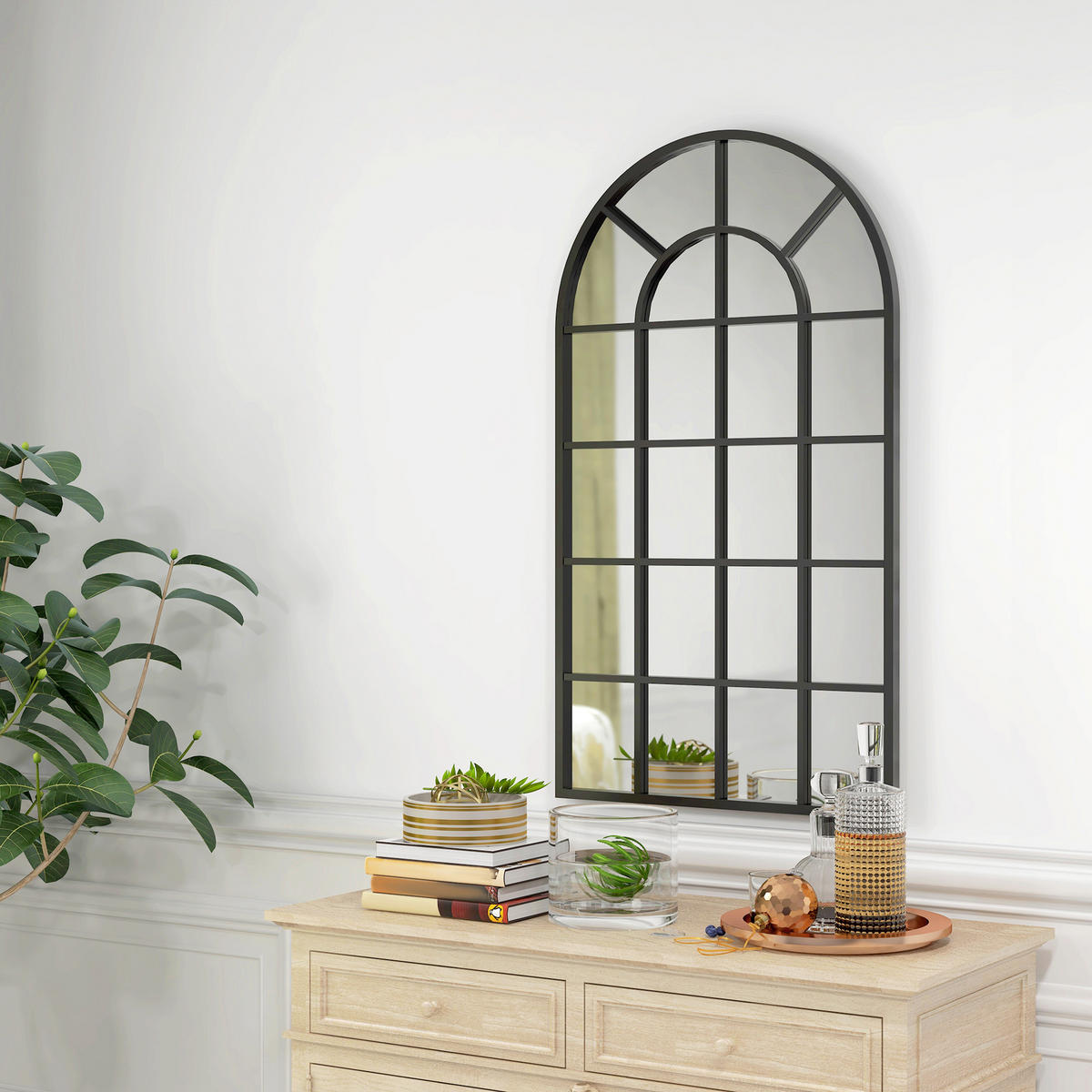 WANDSPIEGEL Garderobenspiegel 110 x 65cm Flurspiegel mit Metallrahmen - Schwarz, Glas/Metall (65/2.5/110cm) - HOMCOM