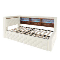 AUSZIEHBETT 90/190 cm mit Stauraum, DE-41882, in Beige - Beige, Metall (90/190cm) - ComfortXL
