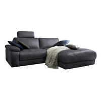 ECKSOFA MOTORISCH. RELAXFUNKTION LOLA Schwarz Leder - Schwarz, Leder (233/178cm) - KAWOLA