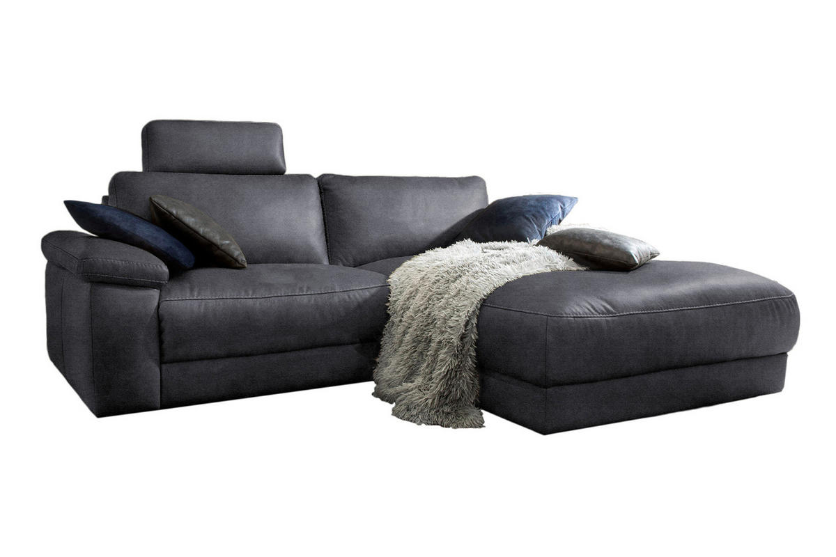ECKSOFA MOTORISCH. RELAXFUNKTION LOLA Schwarz Leder - Schwarz, Leder (233/178cm) - KAWOLA