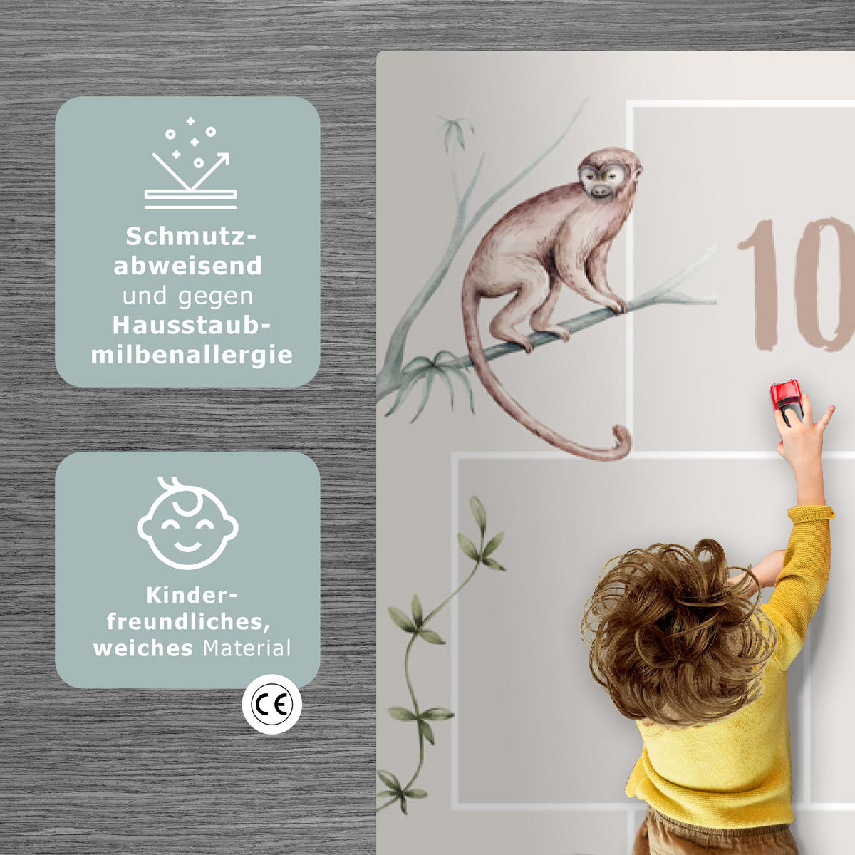 KINDERTEPPICH Hüpf - Tiere - Safari - Aquarell - Kinder 90x270 cm - Multicolor, Kunststoff (90/270cm) - MuchoWow