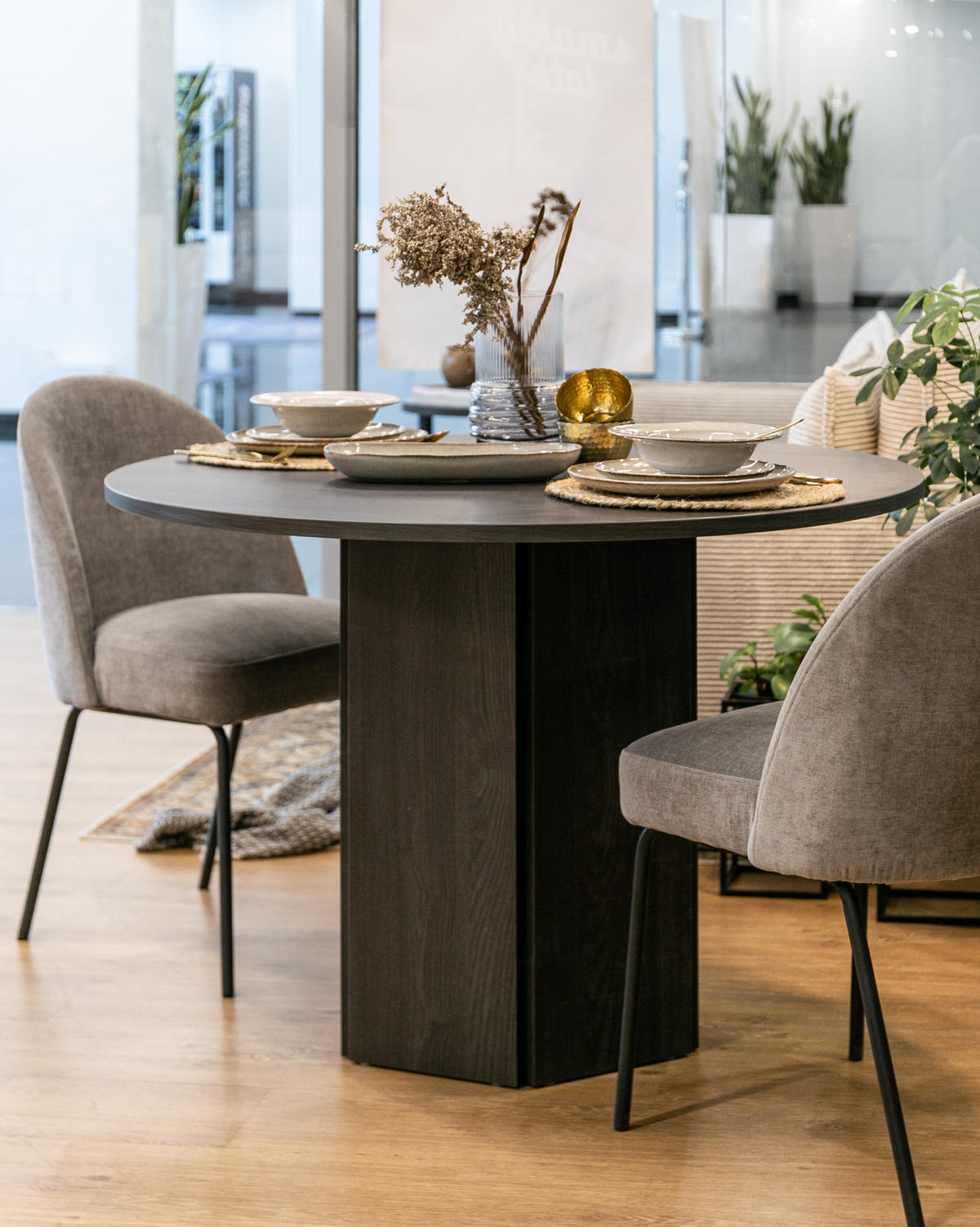 ESSTISCH HEXA Portland Esche Schwarz 110 cm - Schwarz, Holzwerkstoff (110/110/75cm) - Selsey