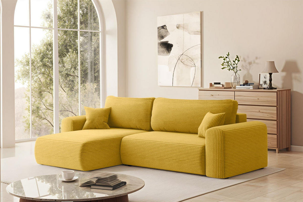 ECKSOFA Flora In Poso - Gelb, Holzwerkstoff/Textil (145/272cm) - Fun Möbel