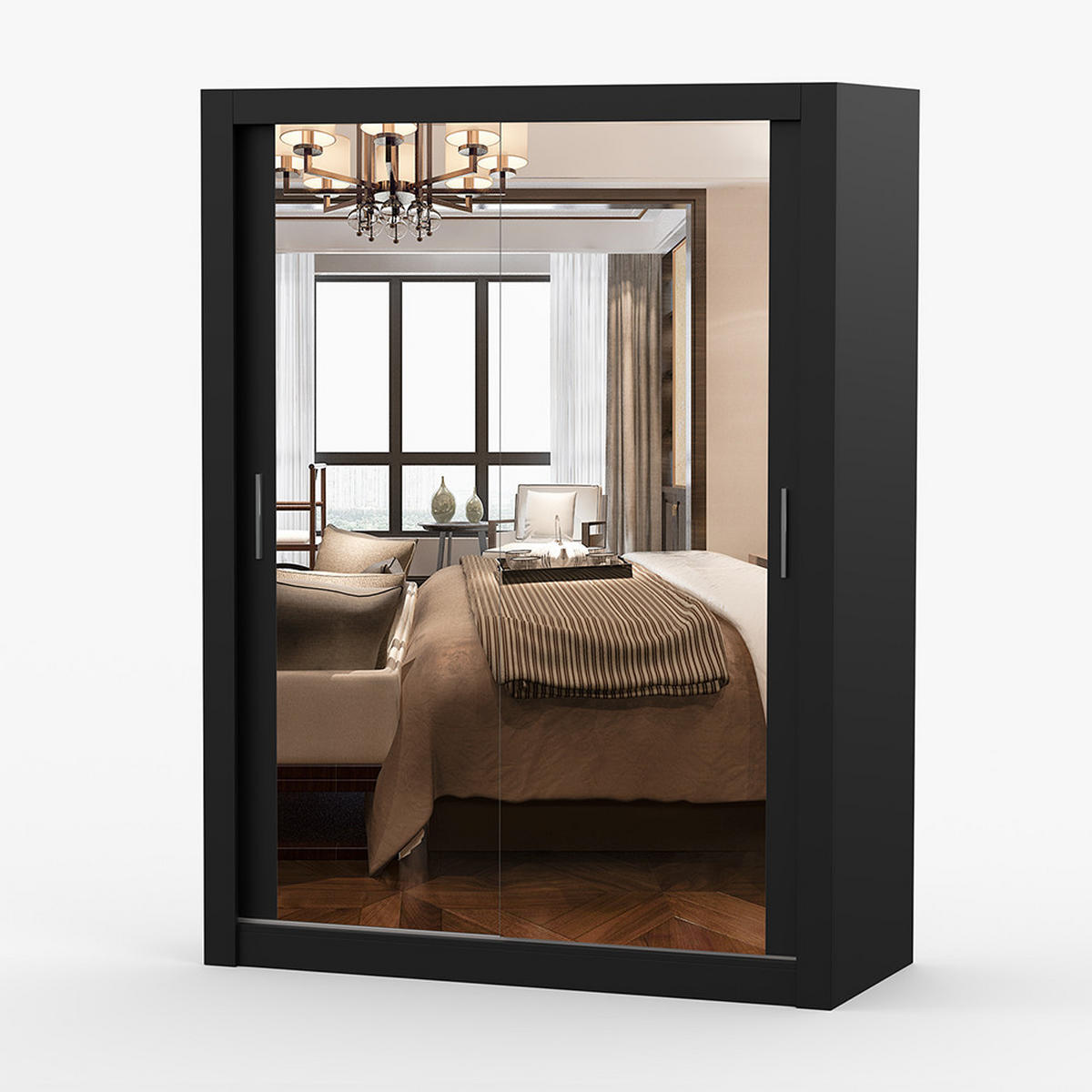 SKŘÍŇ s otočnými dveřmi Milan 150 cm 150/215/64 cm, 2dveřová, černý - černá, kompozitní dřevo (150/215/64cm) - imoebel24