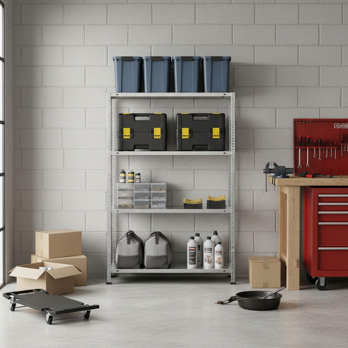 SCHRAUBREGAL PANDA MID | HxBxT 150x80x30cm | 4 Fachböden | Fachlast 100kg | Verzinkt - Silberfarben, Metall (80/150/30cm) - PROREGAL