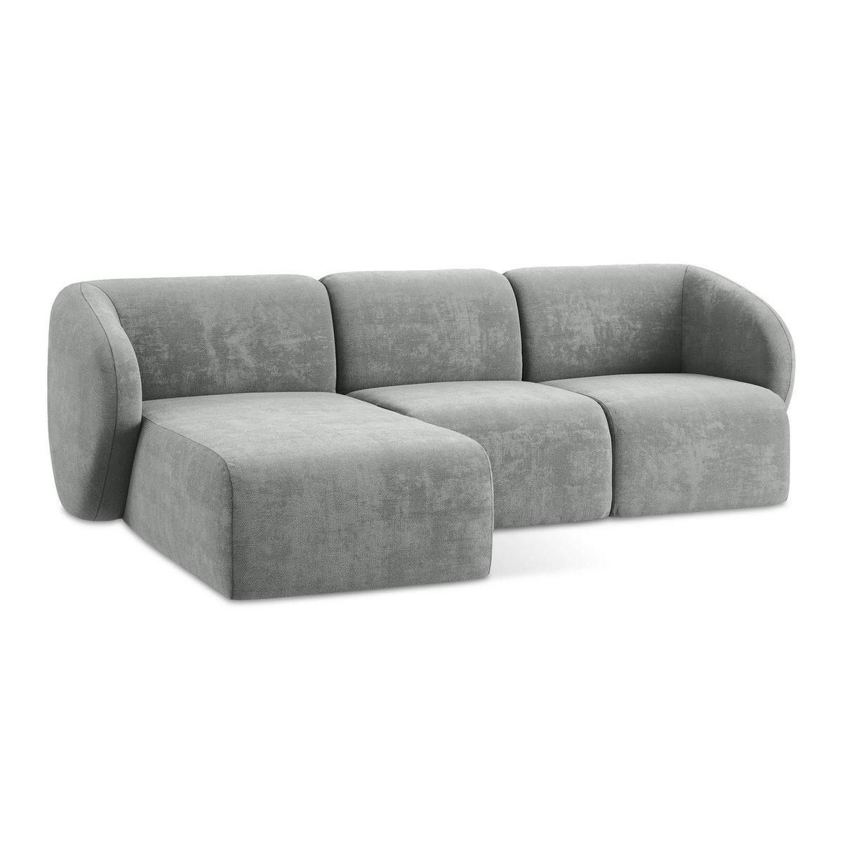 ECKSOFA Links Chenille Stoff Grau - Schwarz/Grau, Holzwerkstoff/Kunststoff (248/166cm) - LaMiaSofa