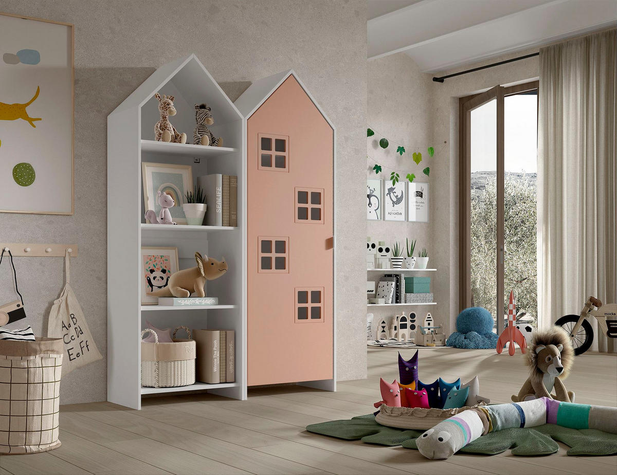 REGALSCHRANK Set Kania 115x37x171 MDF+Holzwerkstoff Weiß /Pink - Pink/Weiß, Holzwerkstoff (115/171/37cm) - 58aufmkessel