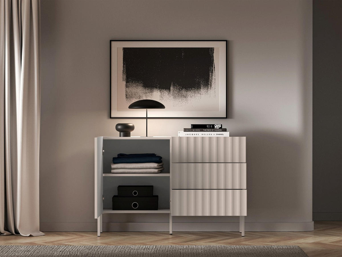 SIDEBOARD Derriva Hellbeige 113 cm - Ecru/Beige, Holzwerkstoff/Metall (113.1/76.7/37.2cm) - Selsey