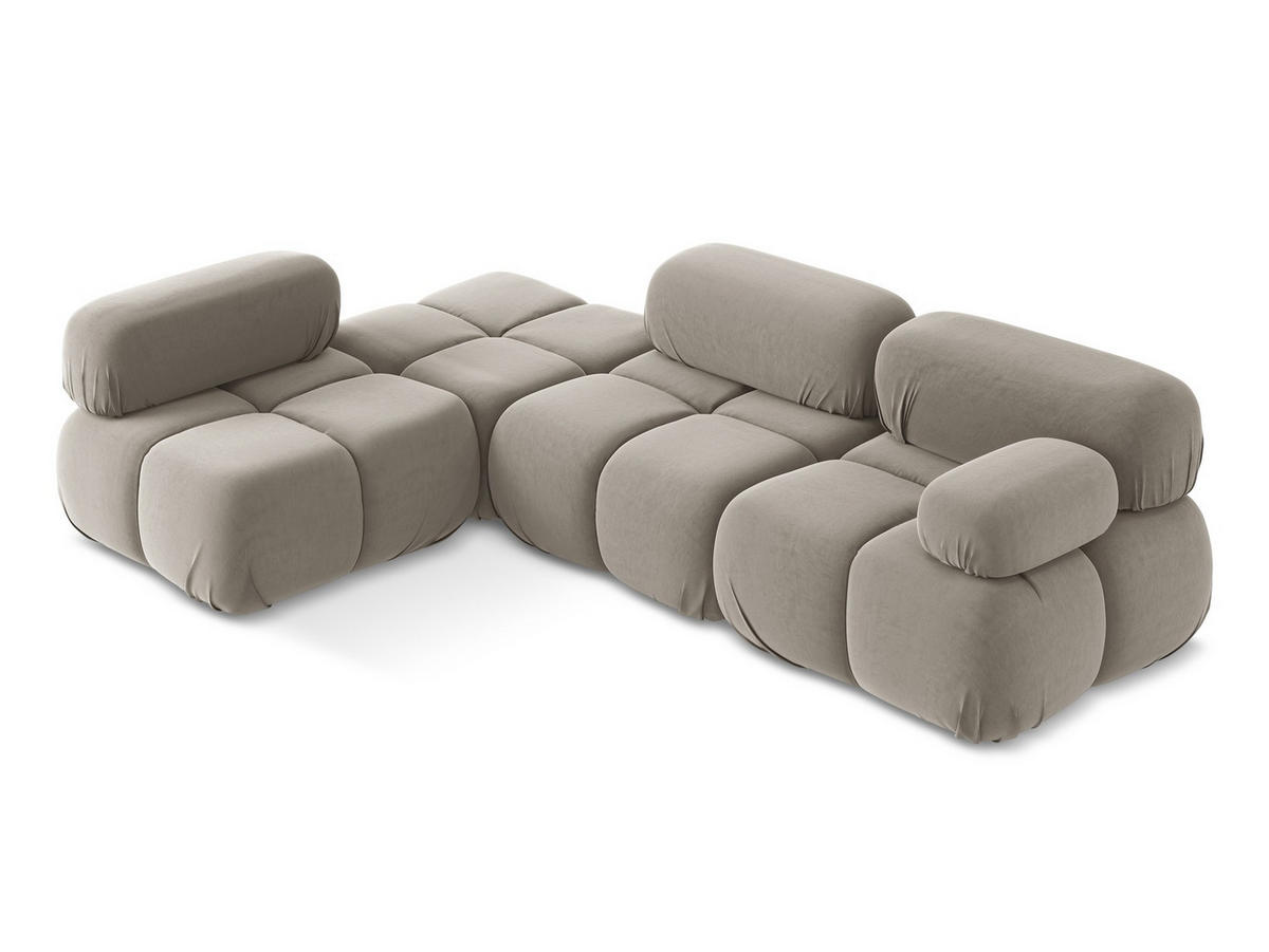 ECKSOFA Links Samt Stoff Grau - Taupe/Lila, Kunststoff/Textil (190/285cm) - Makamii