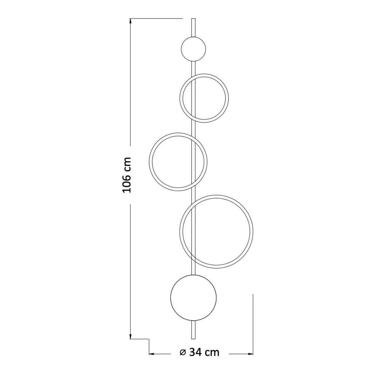 WANDLEUCHTE Saretti, Schwarz, 106cm - Schwarz, Metall (34/106/106cm) - KOSILUM