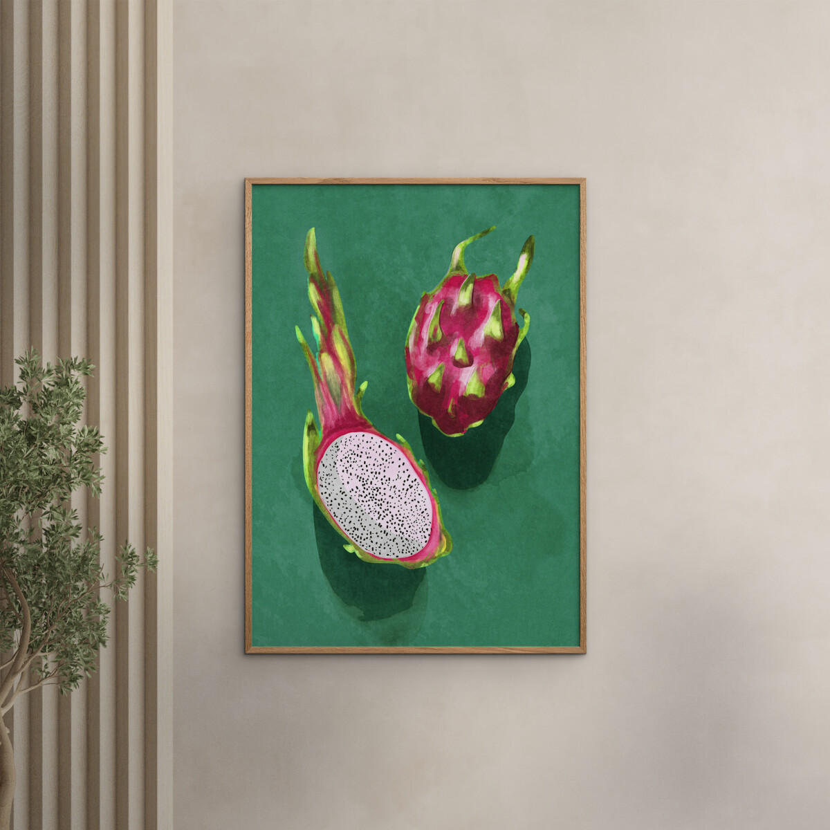 POSTER mit Rahmen Raissa Oltmanns - Dragonfruit - Eichefarben/Multicolor, Holz/Papier (70/100cm) - Poster&Frame